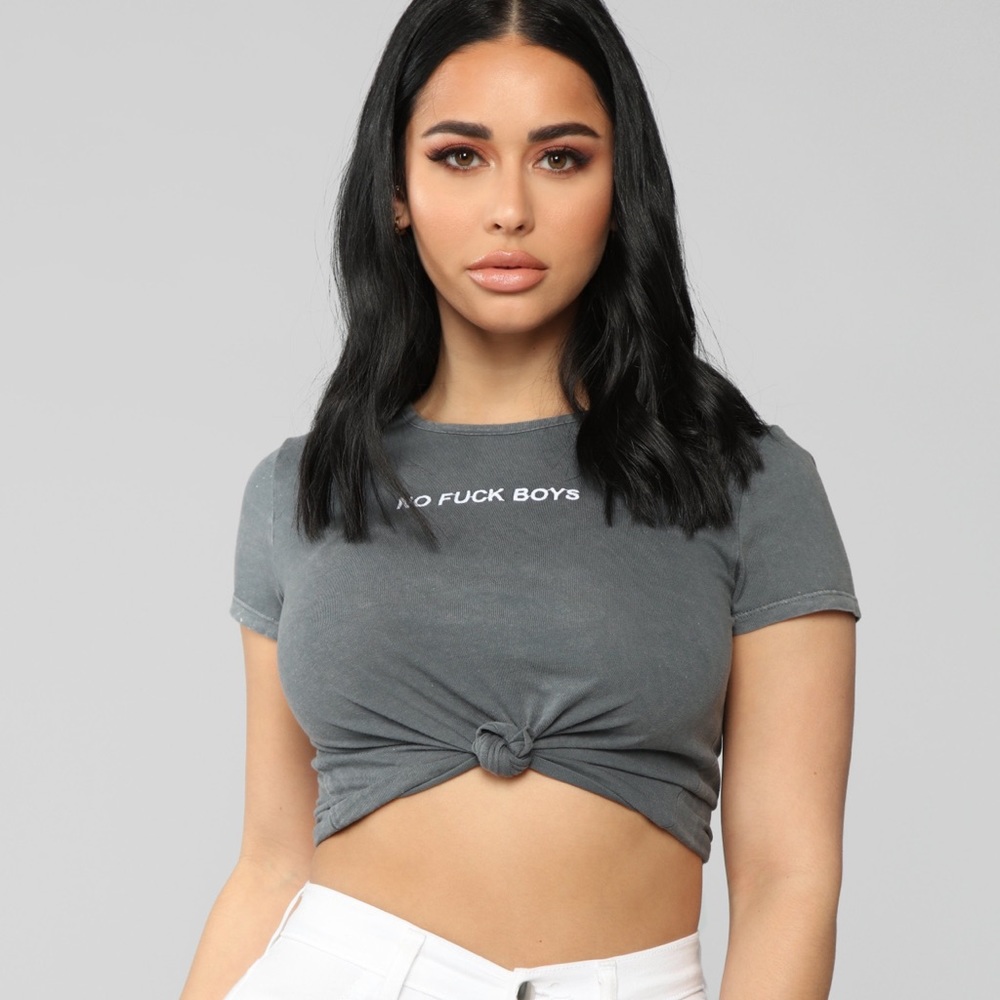 No F Boys Top - Charcoal